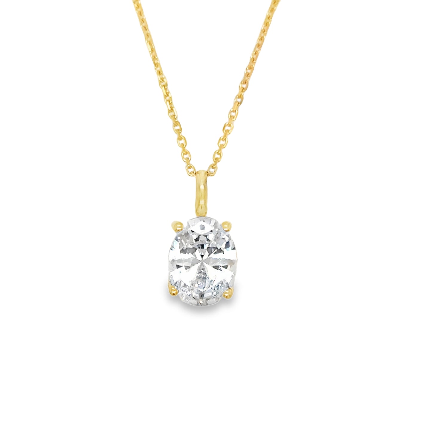 9ct 4 Claw Oval Cubic Zirconia Solitaire Pendant