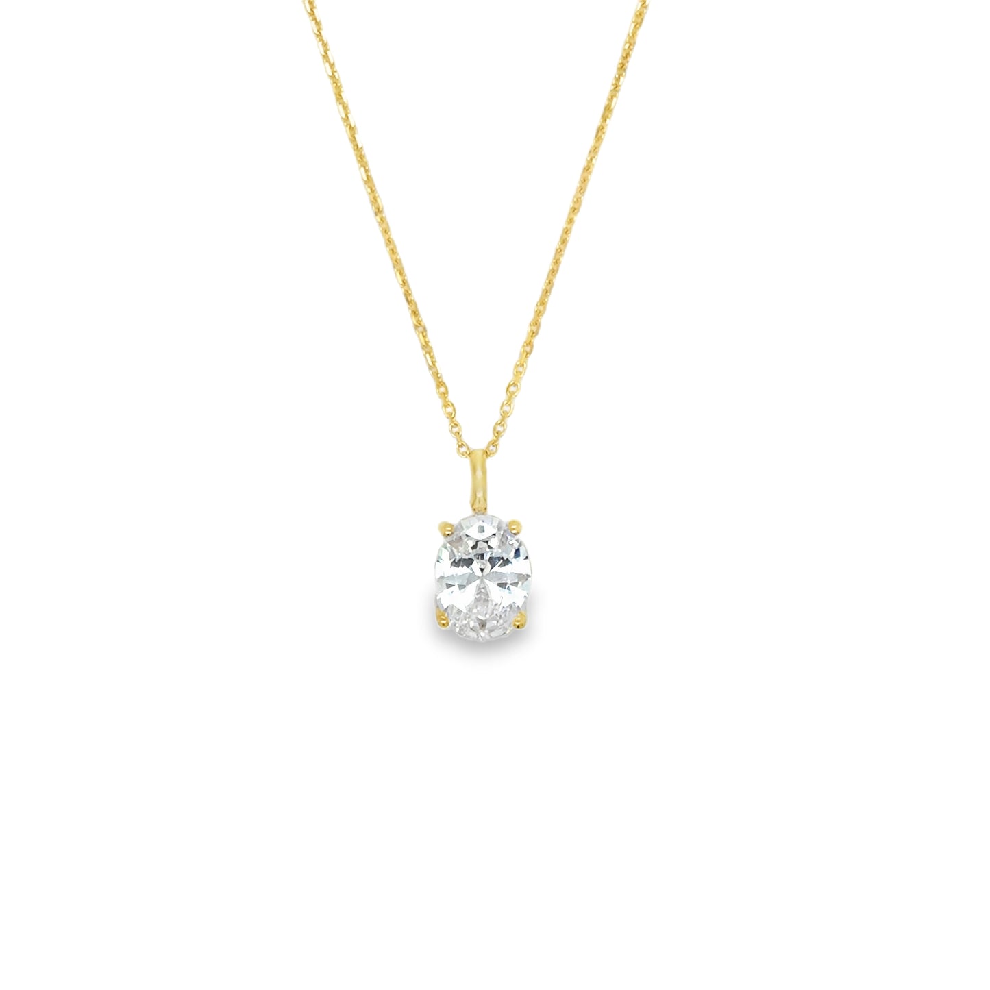 9ct 4 Claw Oval Cubic Zirconia Solitaire Pendant