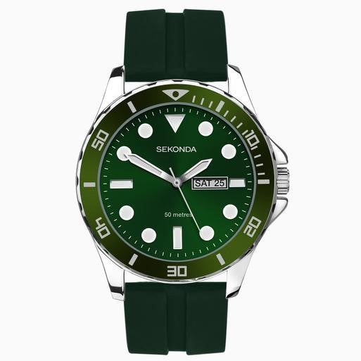 Gents Sekonda Balearic Green Dial and Strap Watch