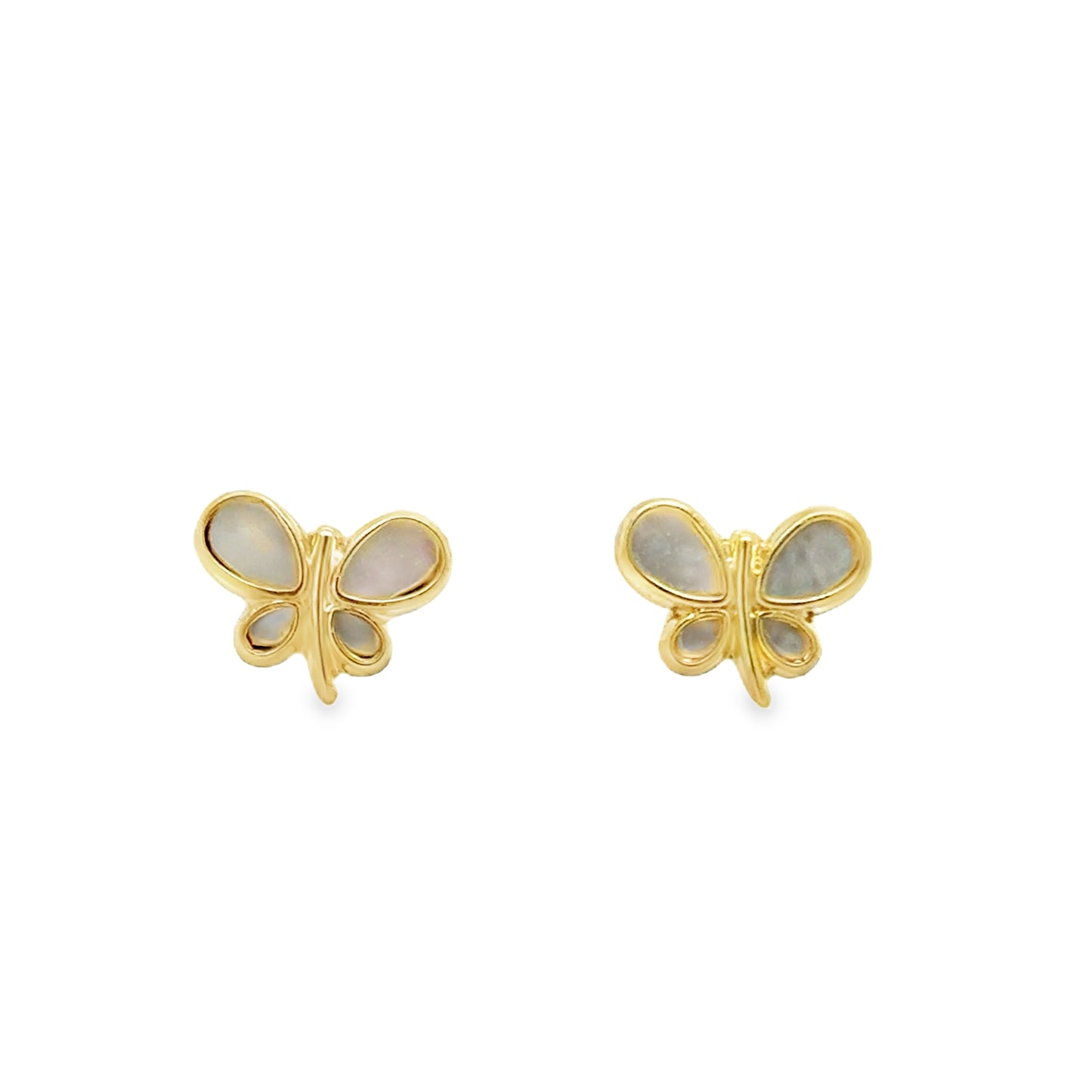 9ct Mother Of Pearll Butterfly Stud Earrings