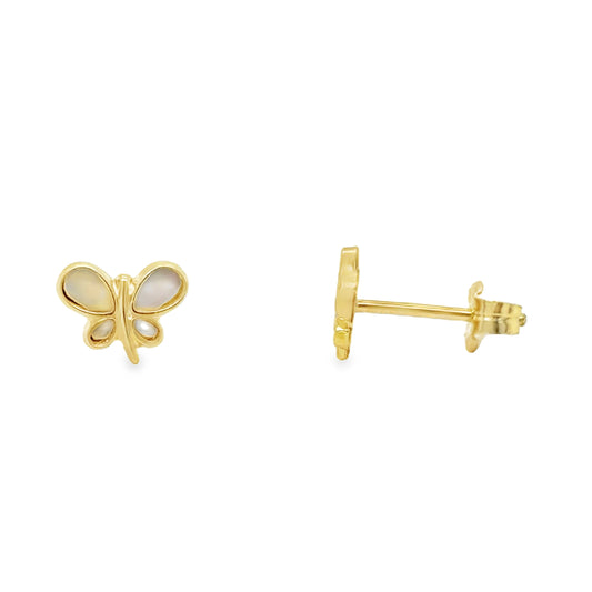 9ct Mother Of Pearll Butterfly Stud Earrings