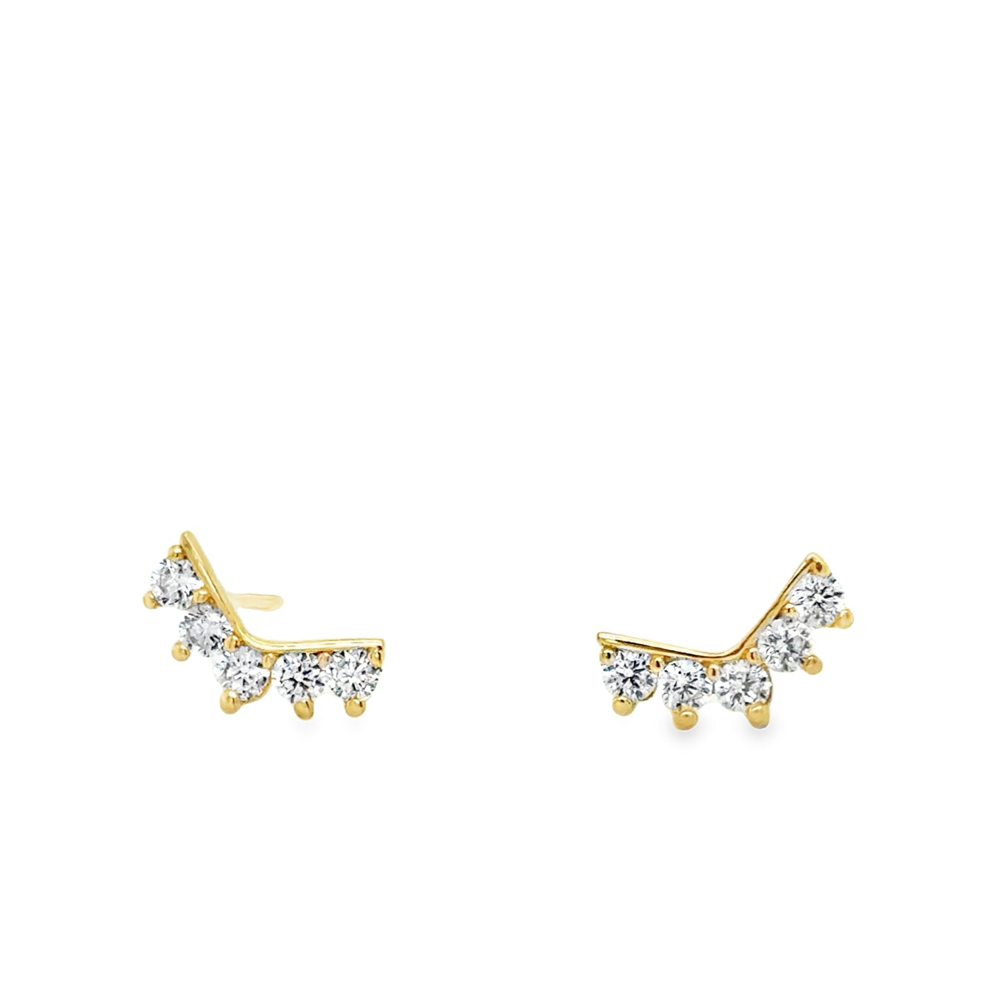 9ct Yellow Gold CZ Set V-Shape Stud Earrings