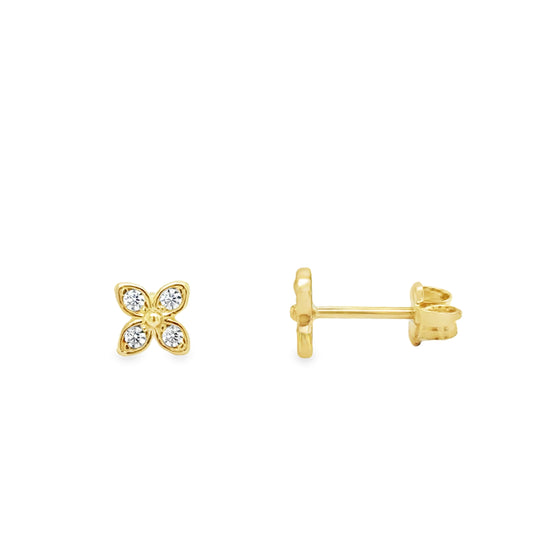 9ct CZ Flower Stud Earring