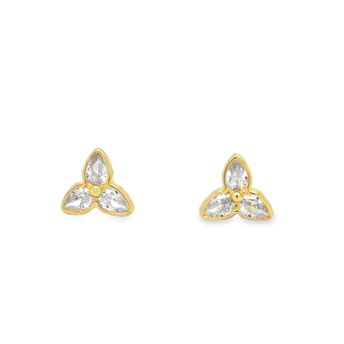 9ct Yellow Gold CZ Trinity Stud Earrings
