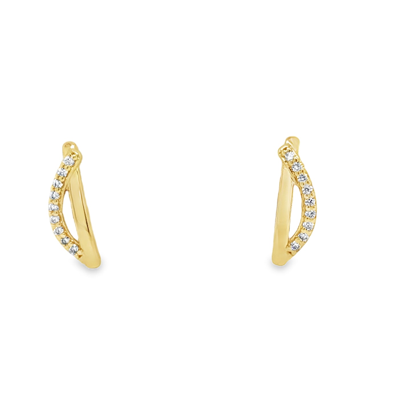 9ct Yellow Gold CZ and Polished Swirl Earring