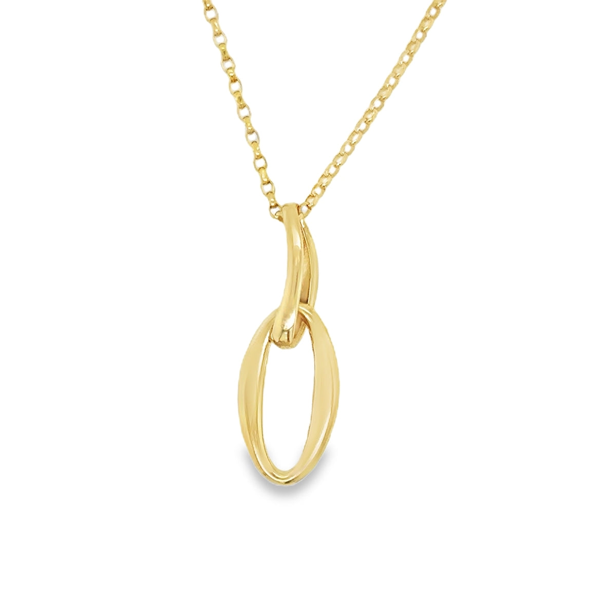 9ct Yellow Gold Open Oval Drop Pendant