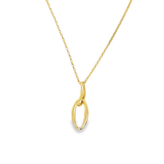 9ct Yellow Gold Open Oval Drop Pendant