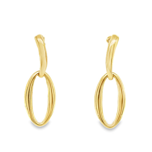 9ct Yellow Gold Open Oval Drop Earrings