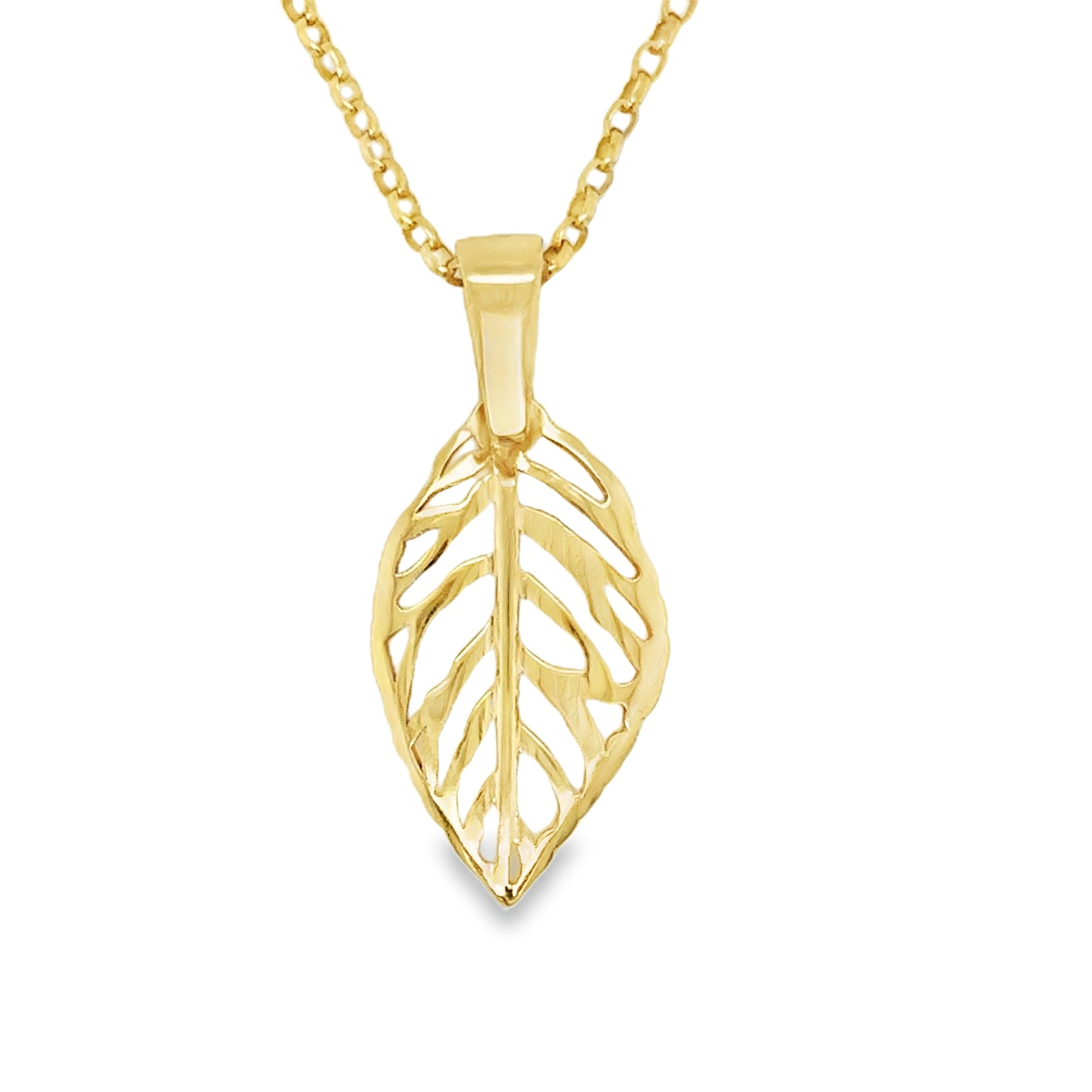 9ct Yellow Gold Open Leaf Pendant