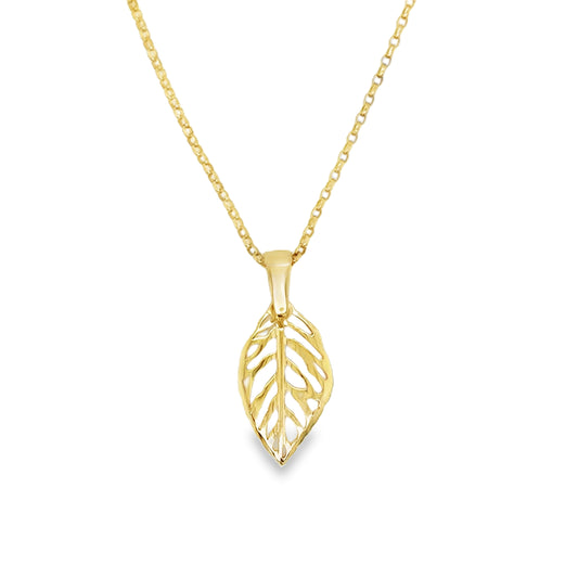 9ct Yellow Gold Open Leaf Pendant