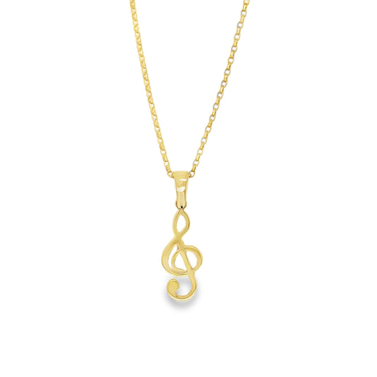 9ct Yellow Gold Treble Clef Pendant