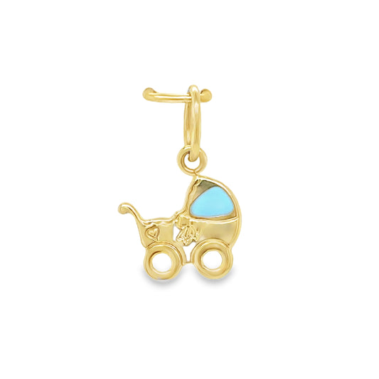 9ct Yellow Gold Blue Pram Charm