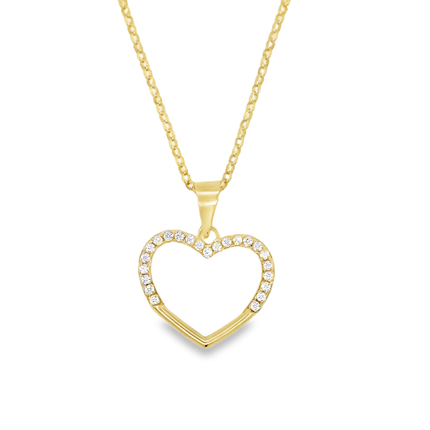 9ct Yellow Gold CZ Open Heart Pendant