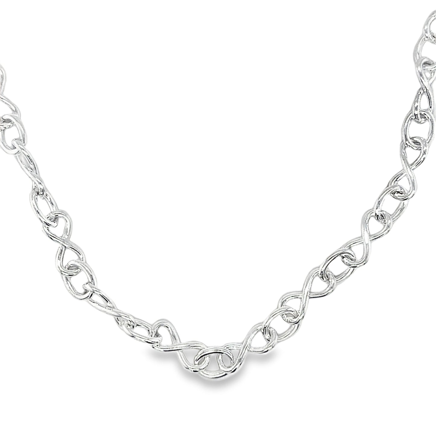 Sterling Silver Infinity Link Necklet 18'