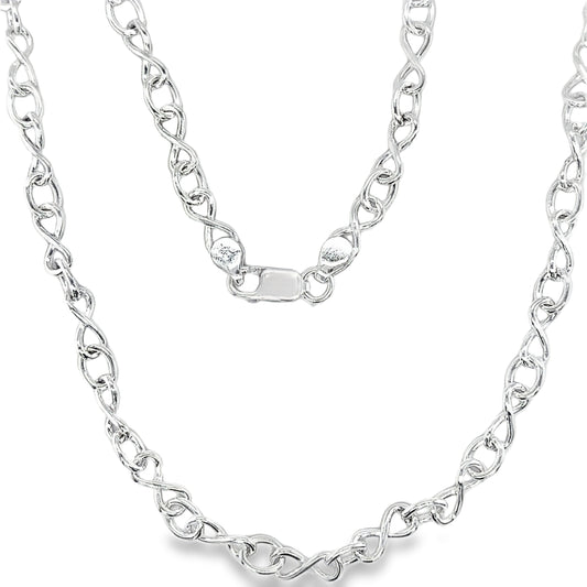 Sterling Silver Infinity Link Necklet 18'