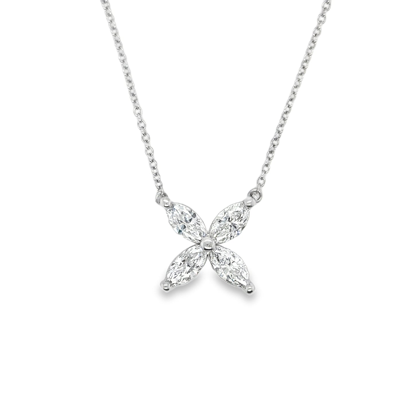 18ct White Gold Diamond Flower Pendant 1.00ct