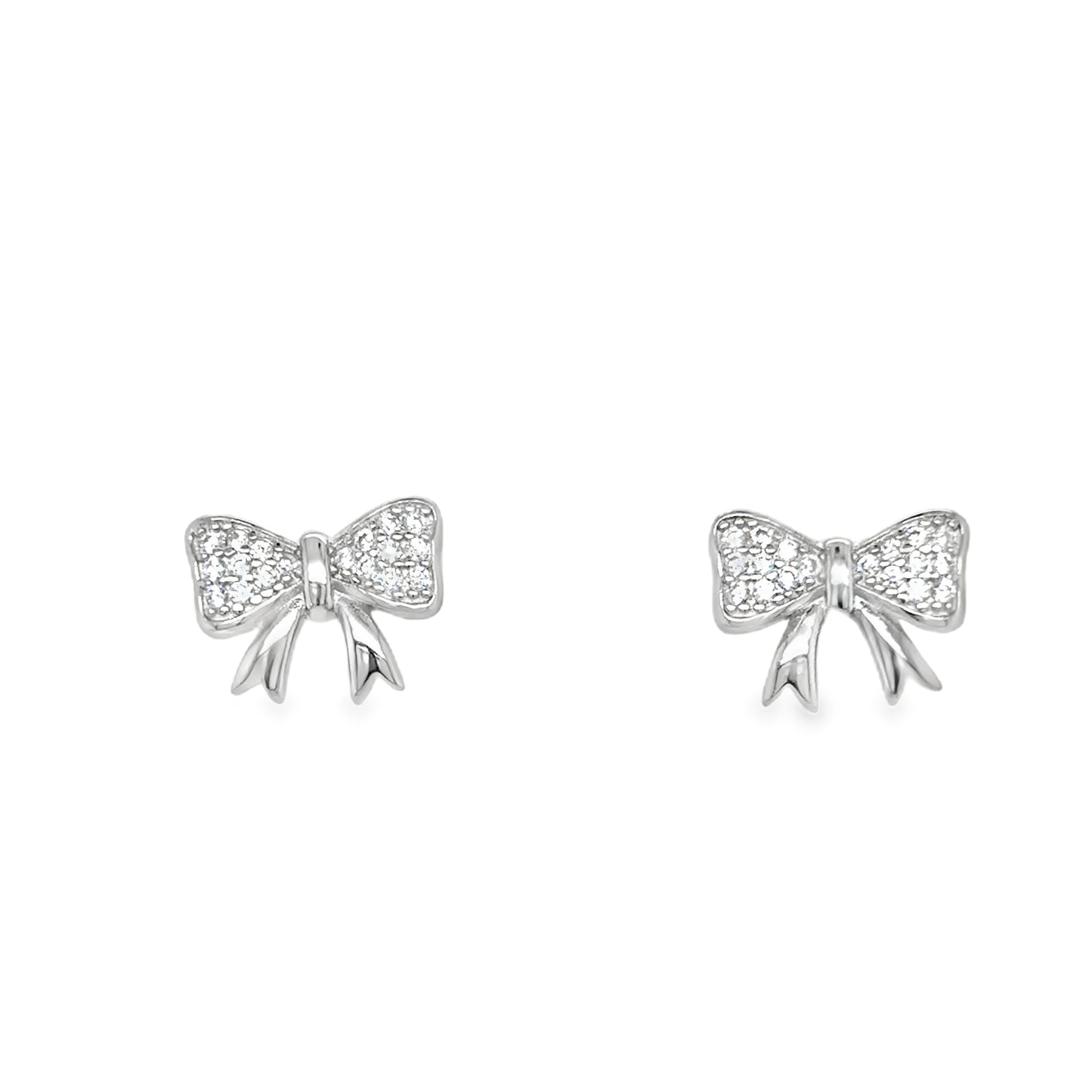 Sterling Silver CZ Bow Pendant & Earring Set