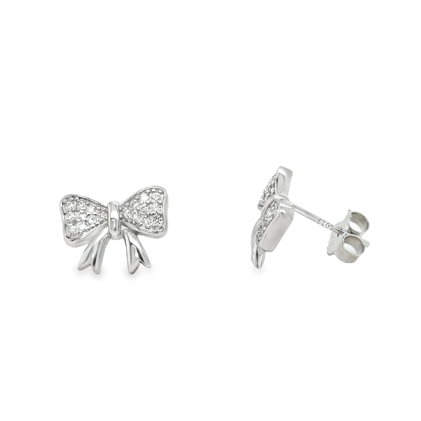 Sterling Silver CZ Bow Pendant & Earring Set