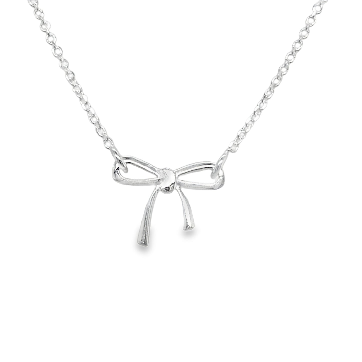 Sterling Silver Polished Bow Necklet