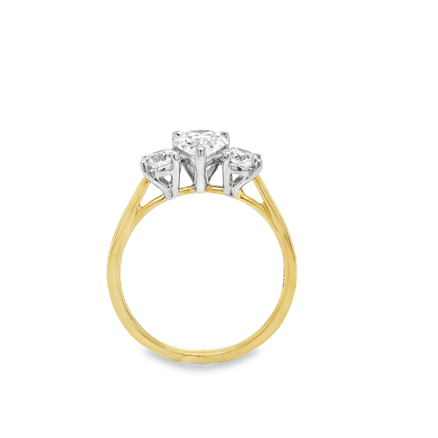 18ct 3 Stone Pear & Round Brilliant Cultured Diamond Ring 1.52ct