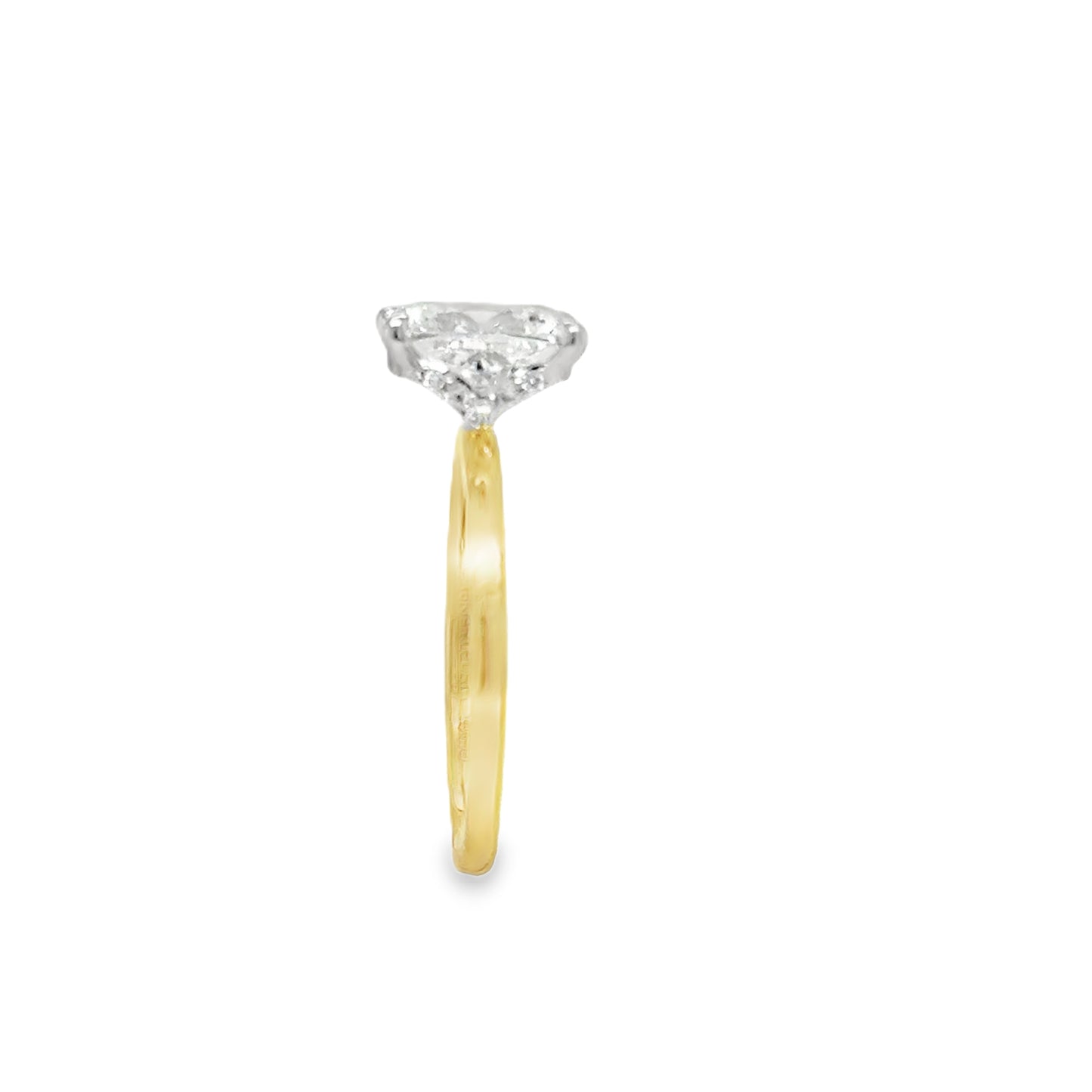 18ct Elongated Cushion Cultured Diamond Ring With Hidden Halo 2.10ct
