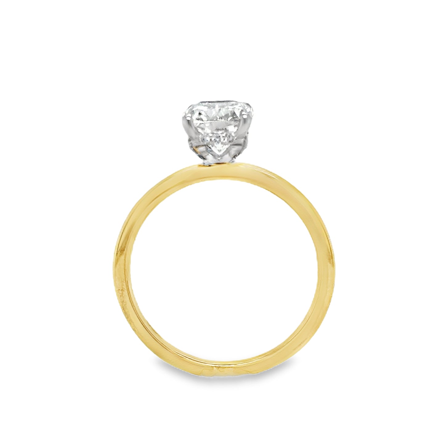 18ct Elongated Cushion Cultured Diamond Ring With Hidden Halo 2.10ct