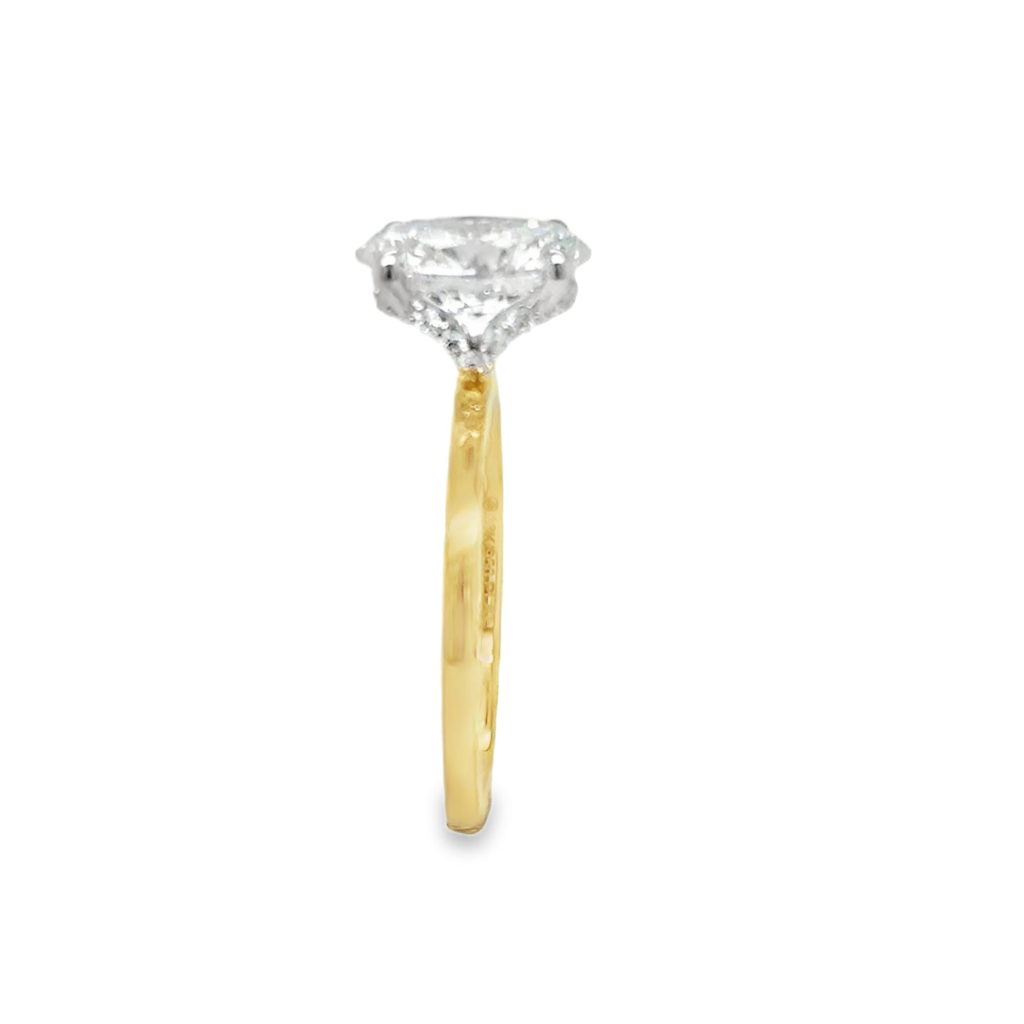 18ct Oval Soliatire 4 Claw Cultured Diamond Ring With Hidden Halo 2.22ct