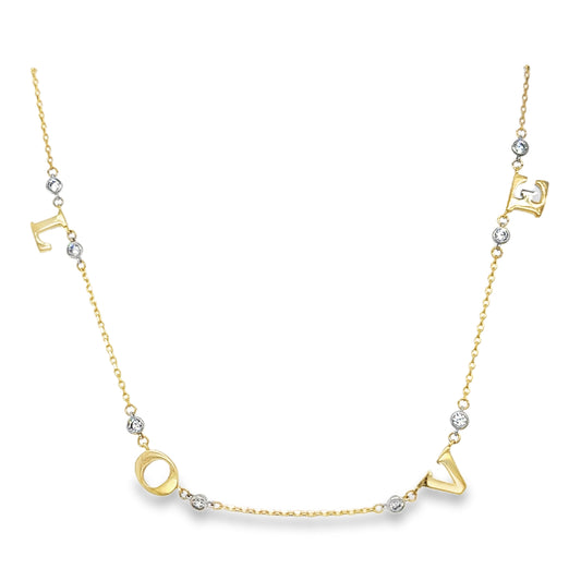 9ct CZ 'Love' Scatter Necklet