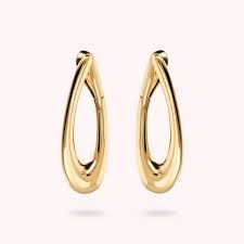 Bronzallure Gold Plated Oval Twist Hoop Earrings