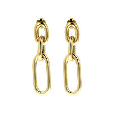 Bronzallure Gold Plated Oval Drop Earrings