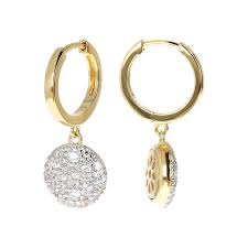 Bronzallure Gold Plated CZ Round Pave Drop Earrings