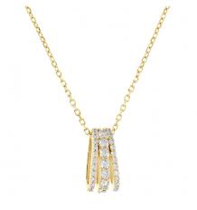 Bronzallure Gold Plated 3 Line Cubic Zirconia Pendant