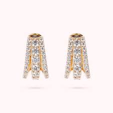 Bronzallure Gold Plated 3 Line Cubic Zirconia Earrings