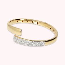 Bronzallure Gold Plated Polished & Pave Wrap Bangle