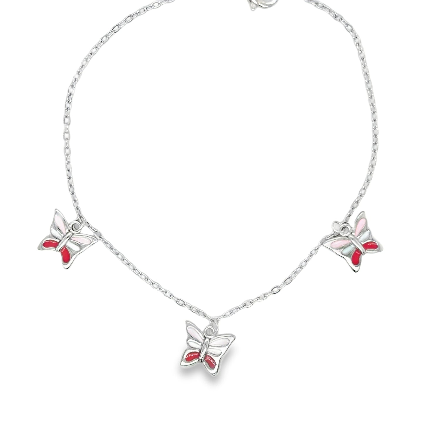 Sterling Silver Multicolour Butterfly Bracelet