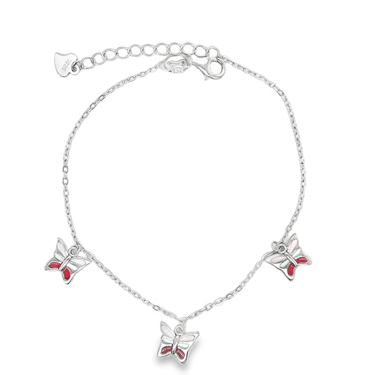 Sterling Silver Multicolour Butterfly Bracelet