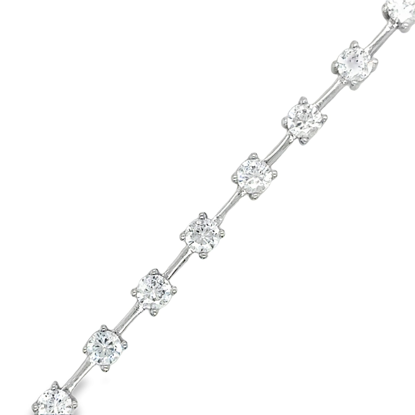 Sterling Silver Round CZ Bar Bracelet