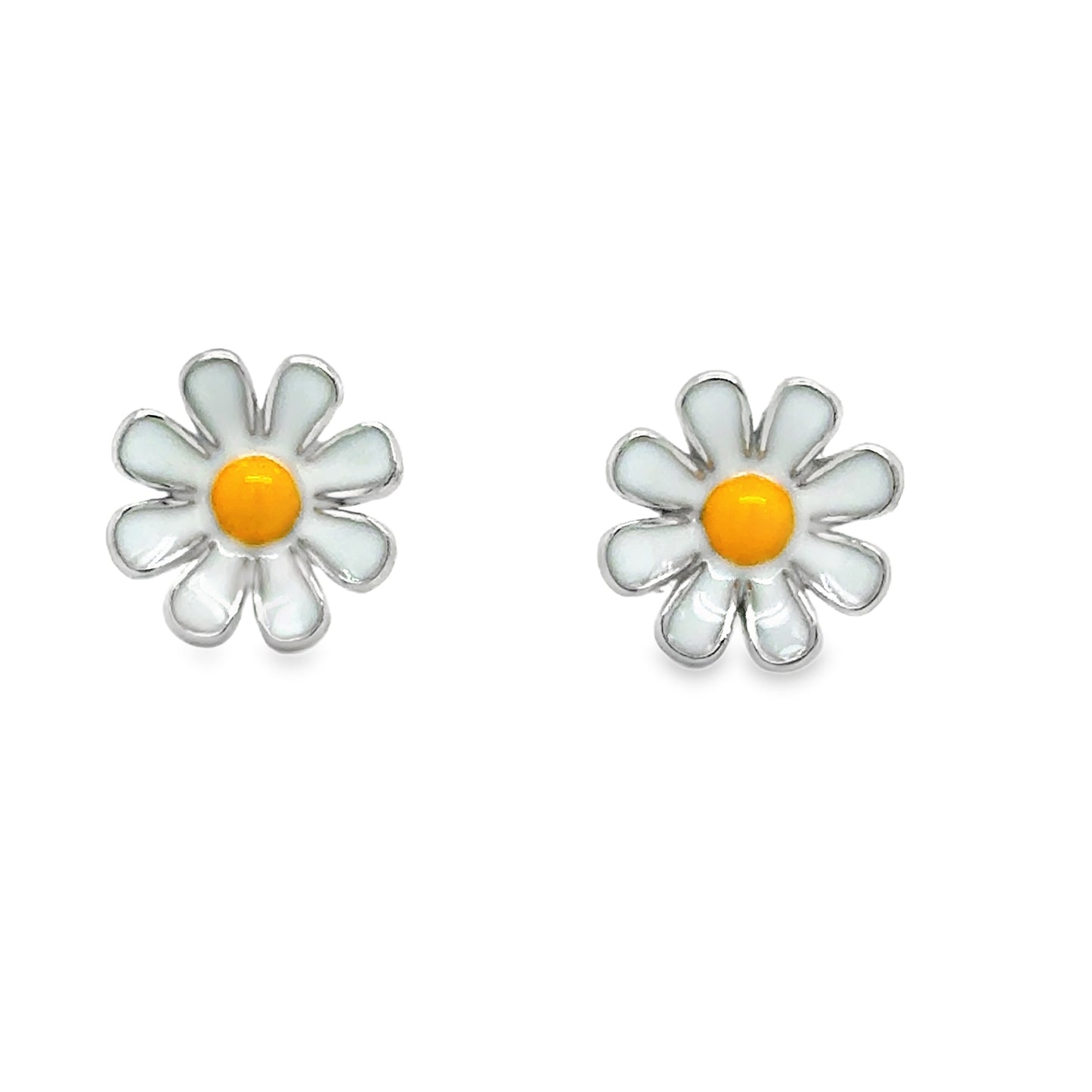 Sterling Silver Yellow and White Daisy Earrings