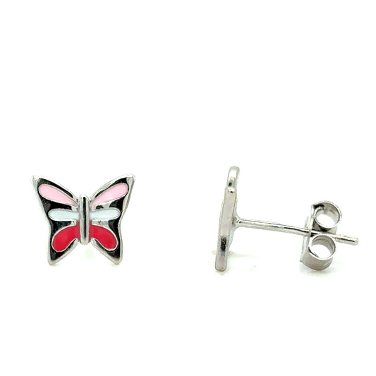 Sterling Silver Multicolour Butterfly Earrrings