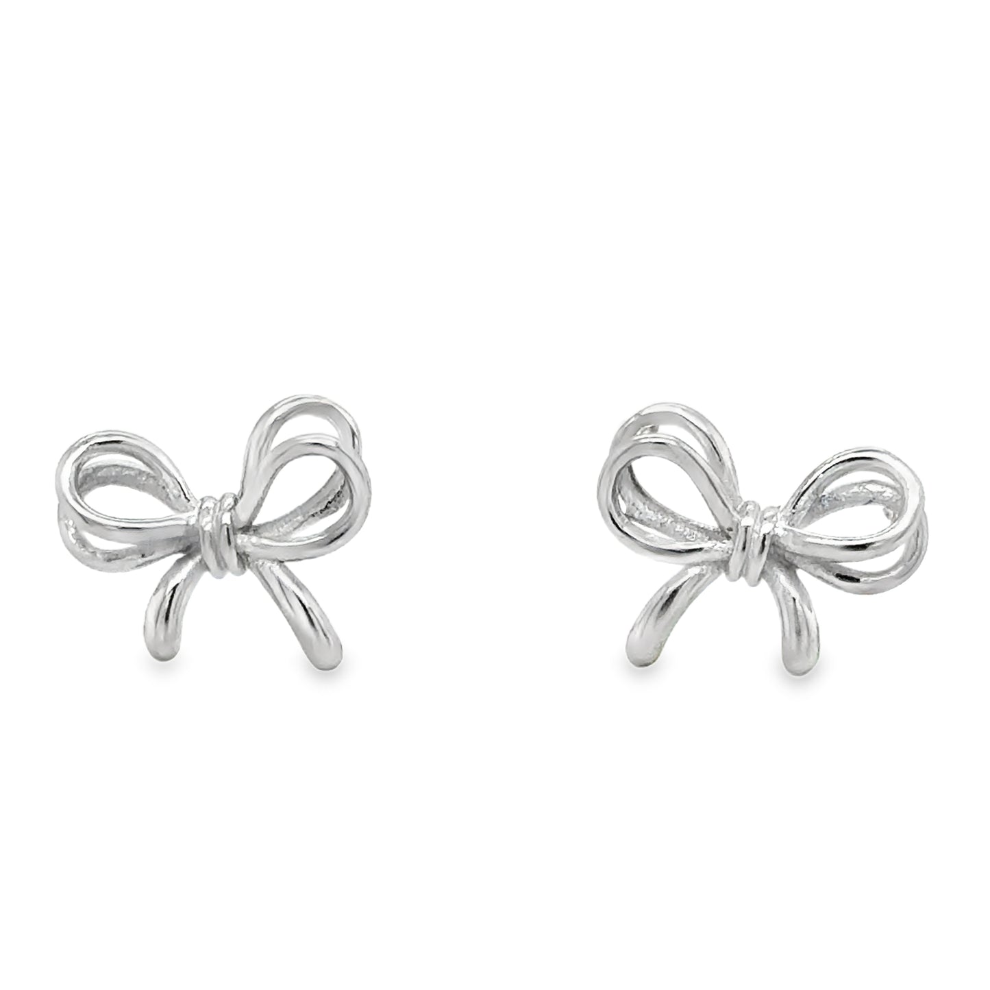 Sterling Silver Polished Double Bow Earrings