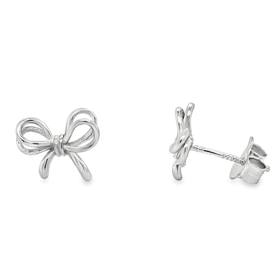 Sterling Silver Polished Double Bow Earrings