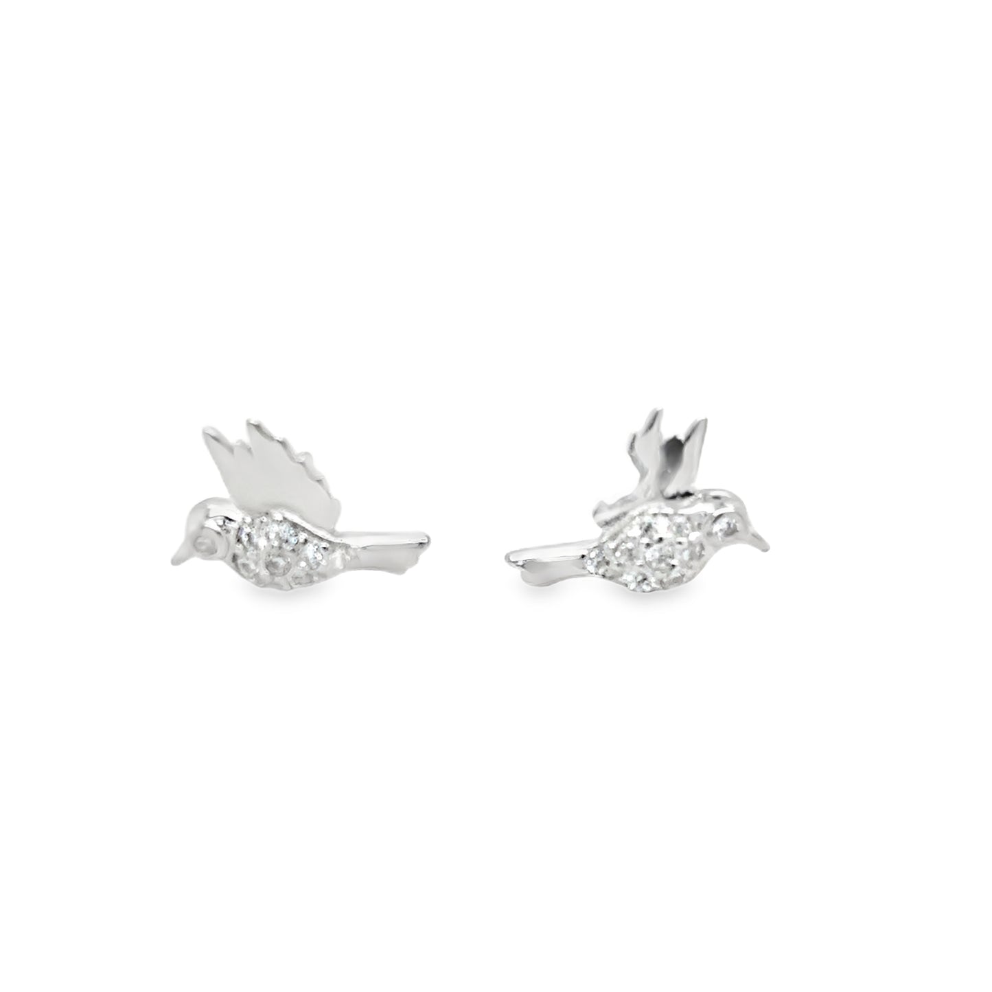 Sterling Silver CZ Hummingbird Earrings