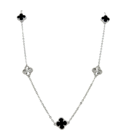 Sterling Silver Black Clover Scatter Necklet