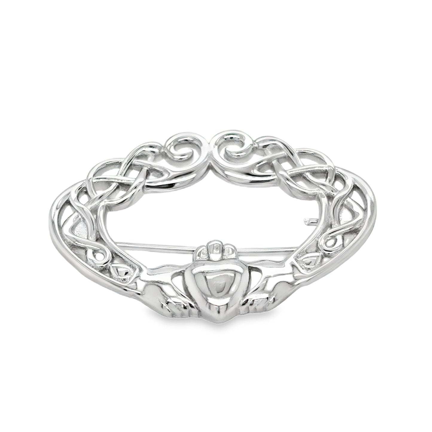 Sterling Silver Woven Claddagh Brooch