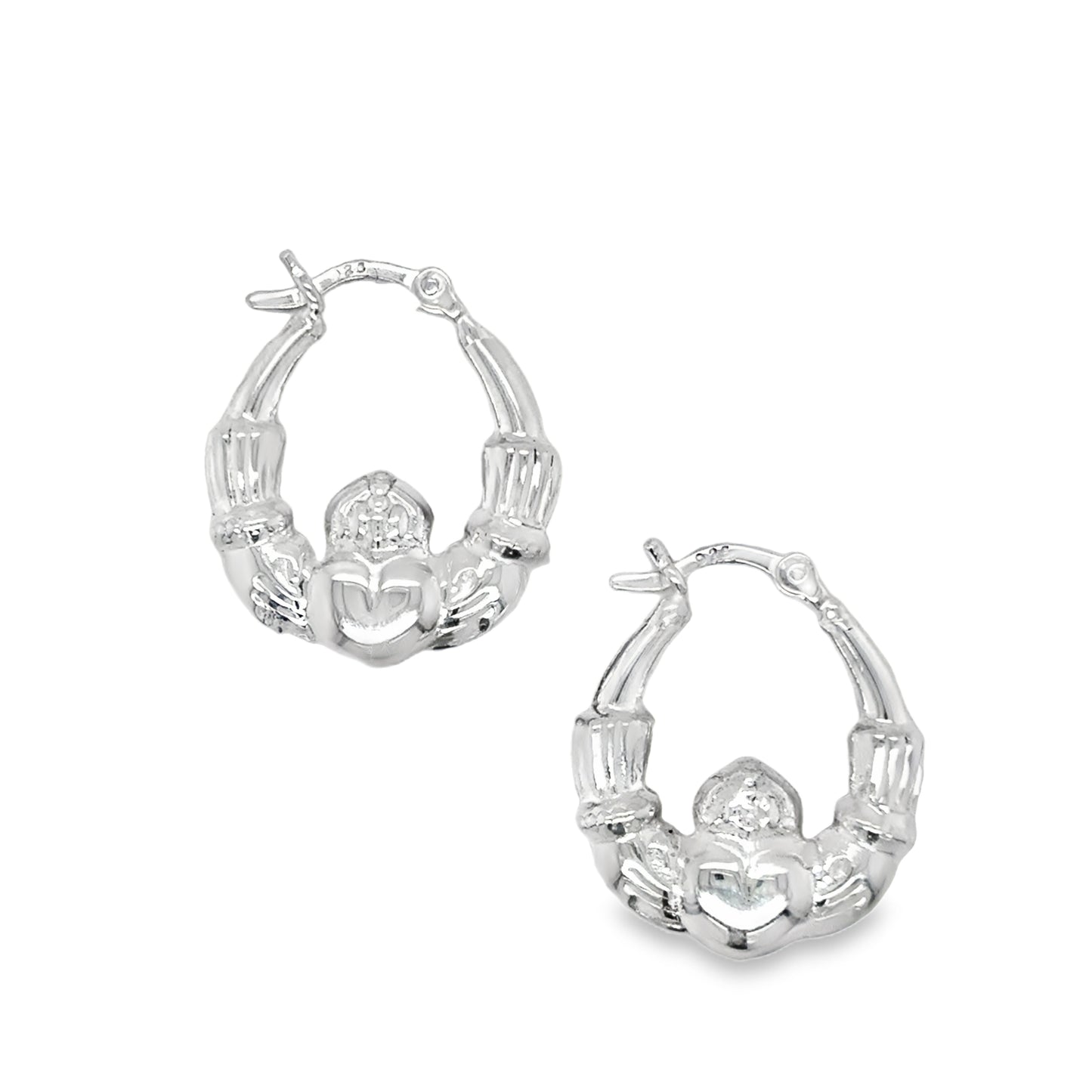 Sterling Silver Claddagh Hoop Earrings