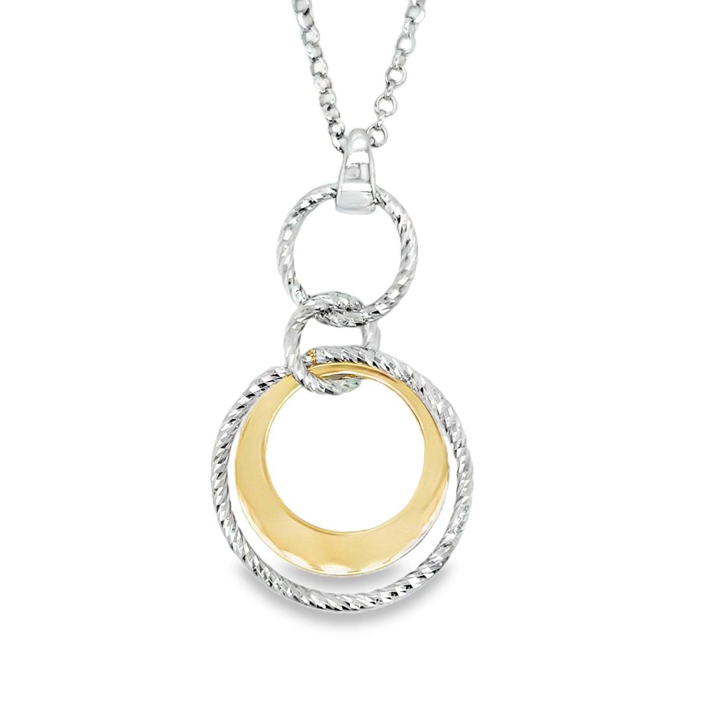 Sterling Silver and Gold Plated Diamond Cut Hoop Necklet