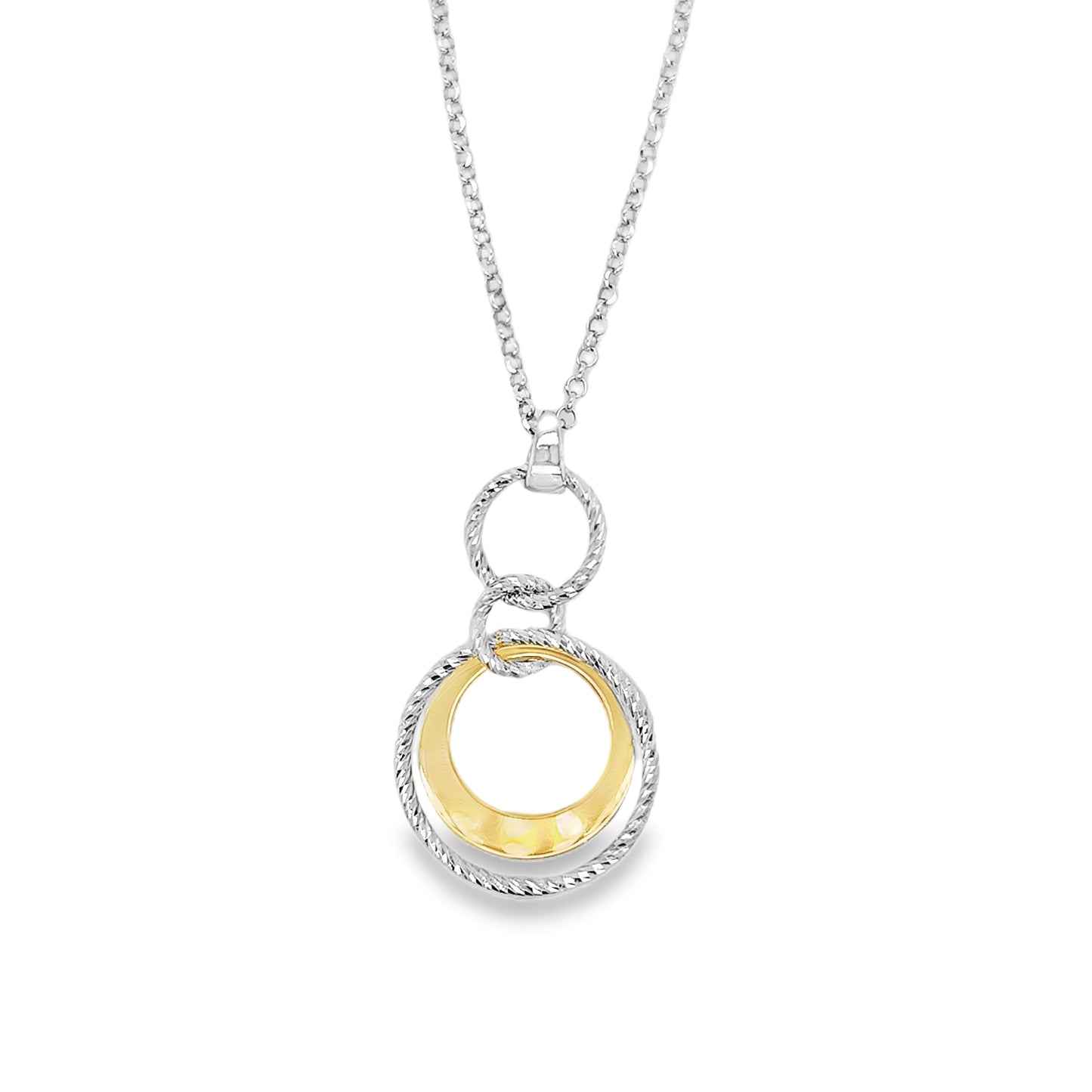 Sterling Silver and Gold Plated Diamond Cut Hoop Necklet