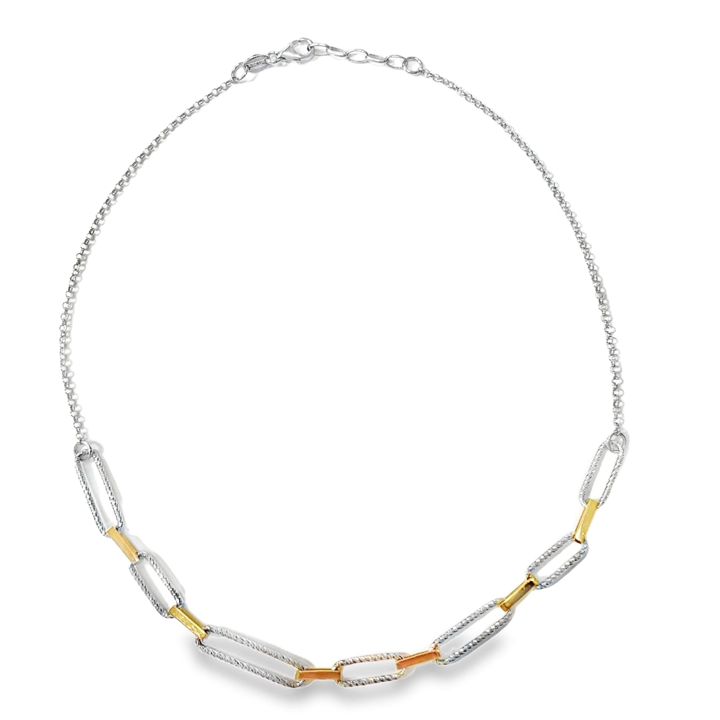 Sterling Silver and Gold Plated Paperlink Necklet