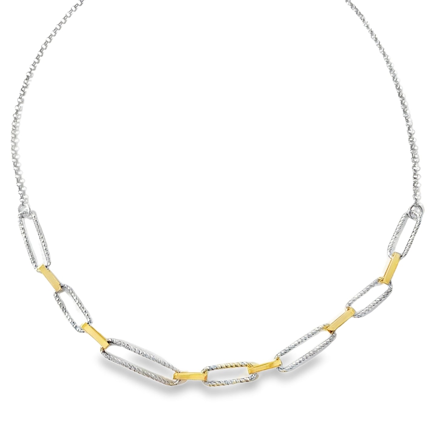 Sterling Silver and Gold Plated Paperlink Necklet