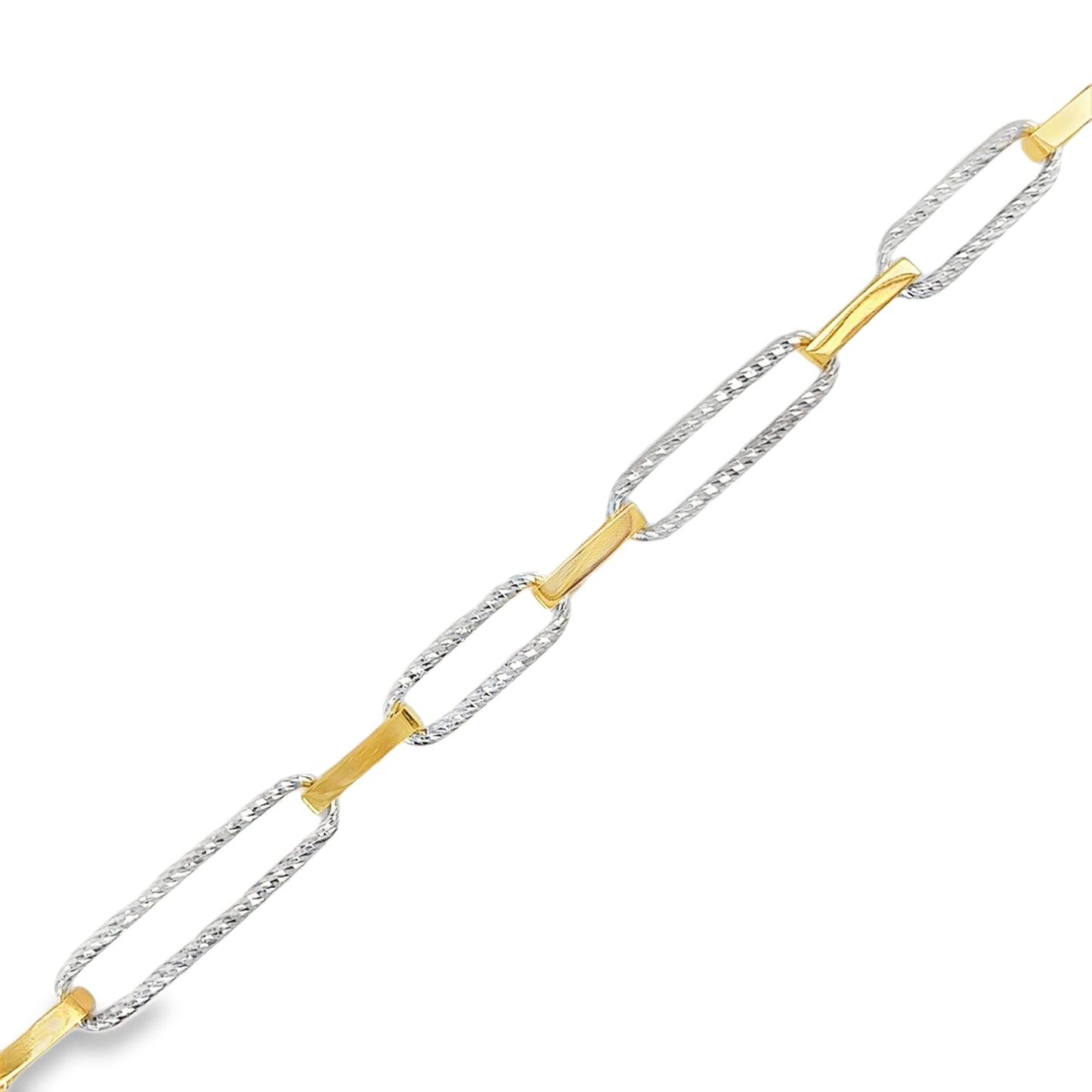 Sterling Silver and Gold Plated Damond Cut Paperlink and Bar Bracelet